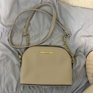 Steve Madden Light Gray/Beige Crossbody Bag with Gold Accents
